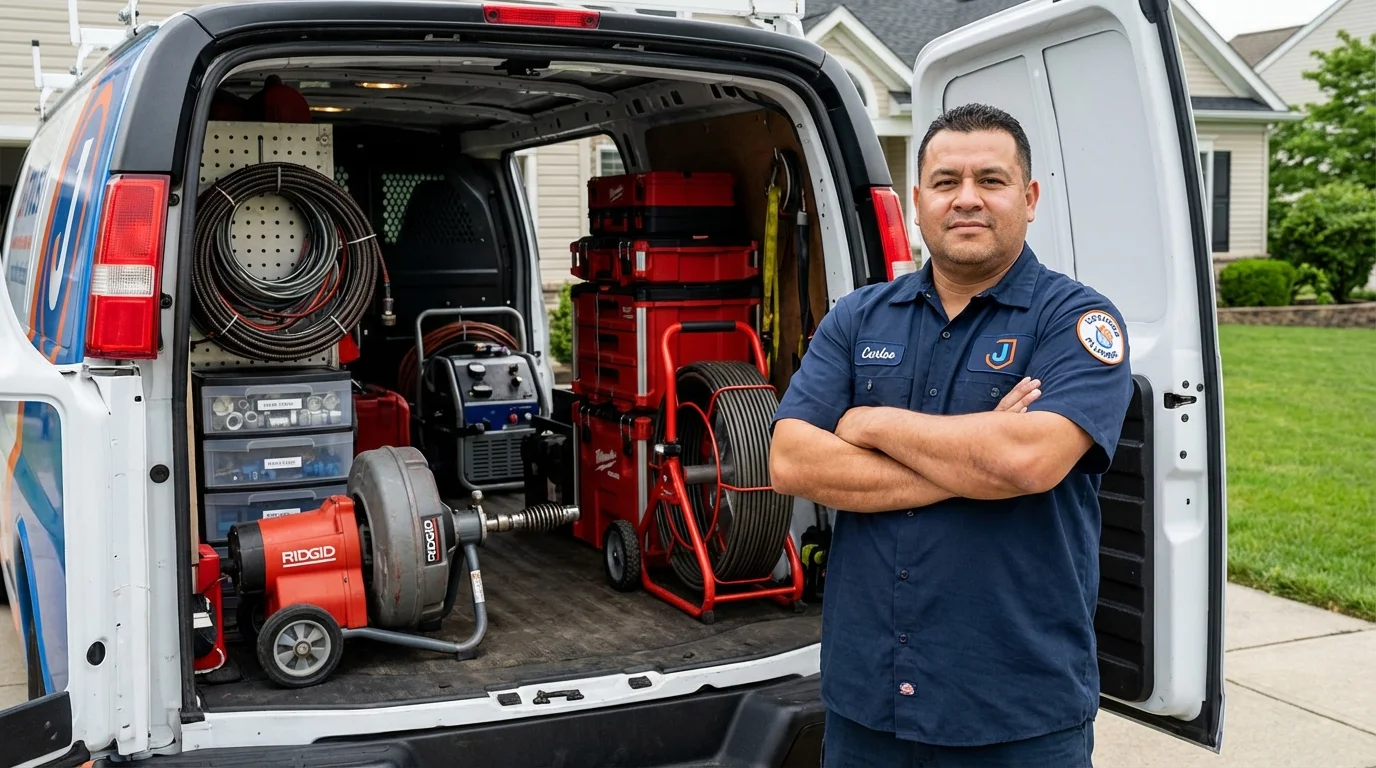 Professional drain cleaning equipment and Johns Plumbing LLC plumber in Kings Mills