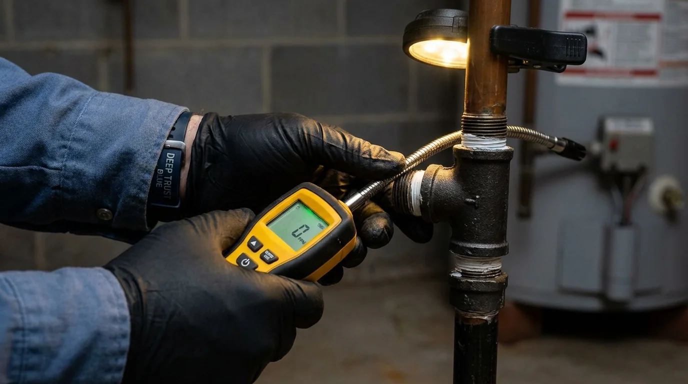 Gas leak detection with electronic sniffer by Johns Plumbing LLC in Kings Mills